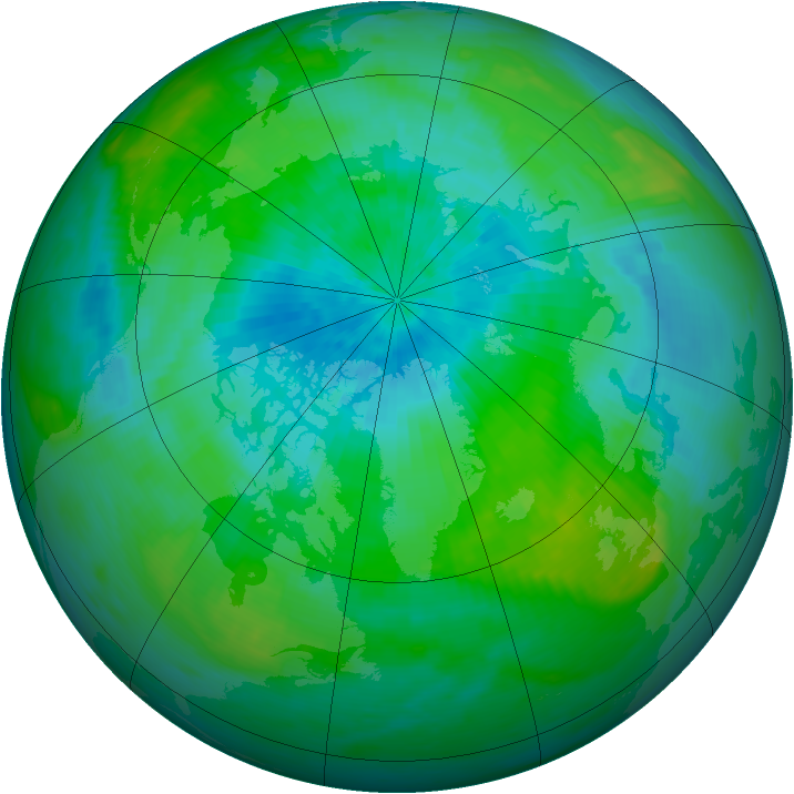 Arctic ozone map for 31 August 1992